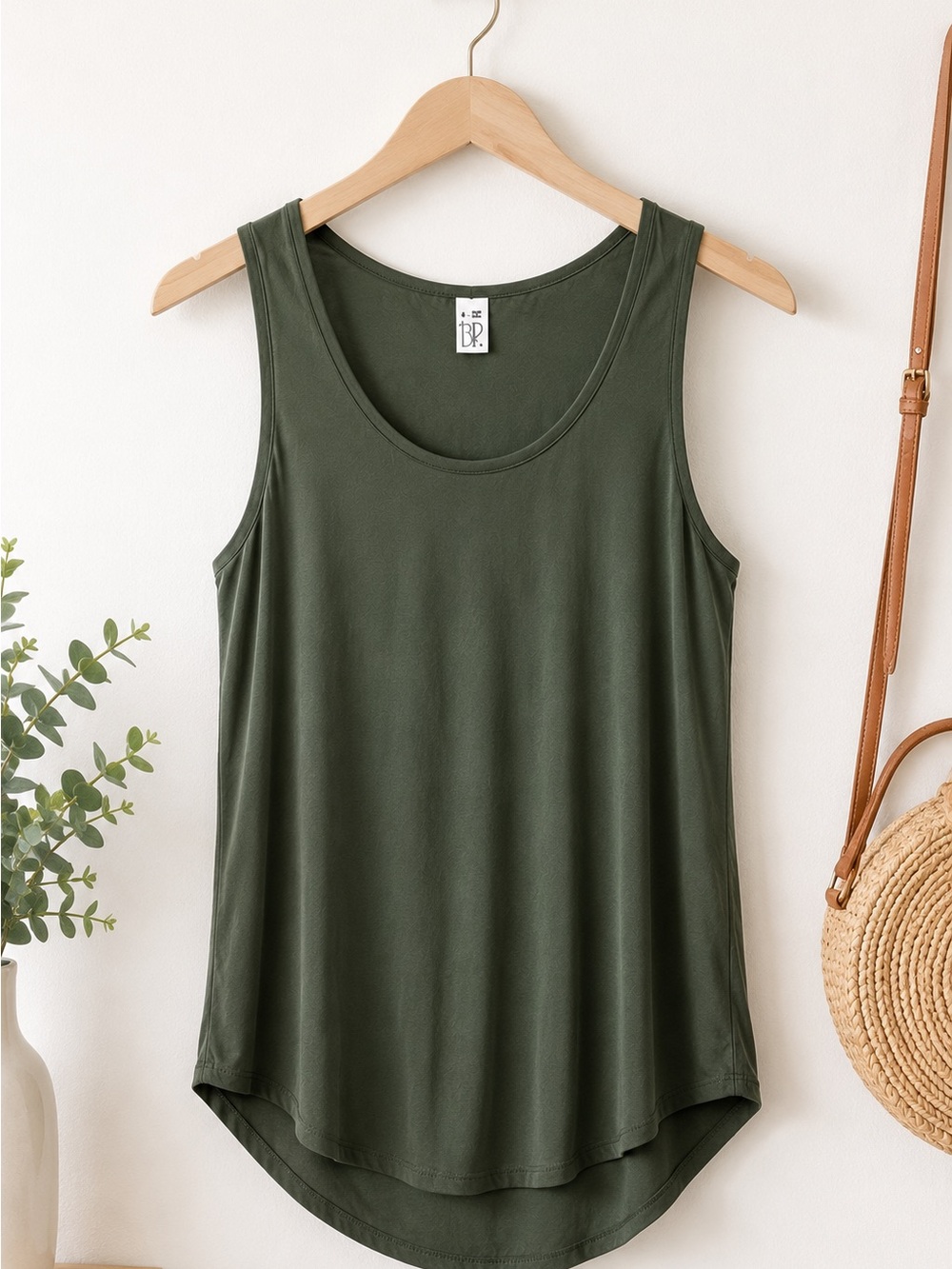Nordstrom bp Olive Green Sleeveless Hi Low Tank Top Blouse Medium